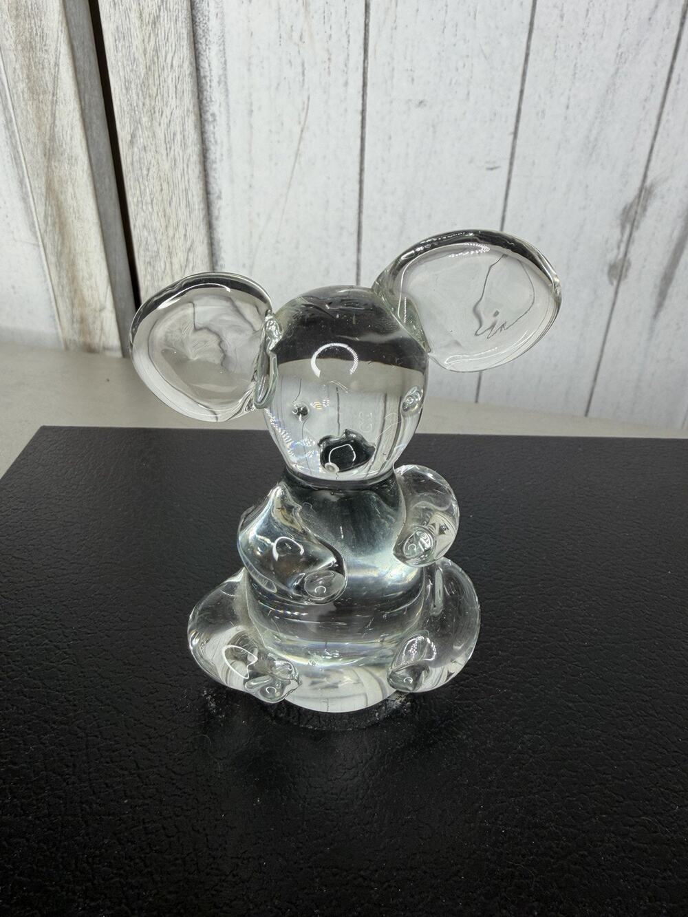VTG Glass Koala Bear Mouse Clear Paperweight 4 Inches Tall Office Decor
